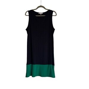 Annalee Hope Women Dress Size XL Navy Green Color‎ Block Sleeveless Shift Knee